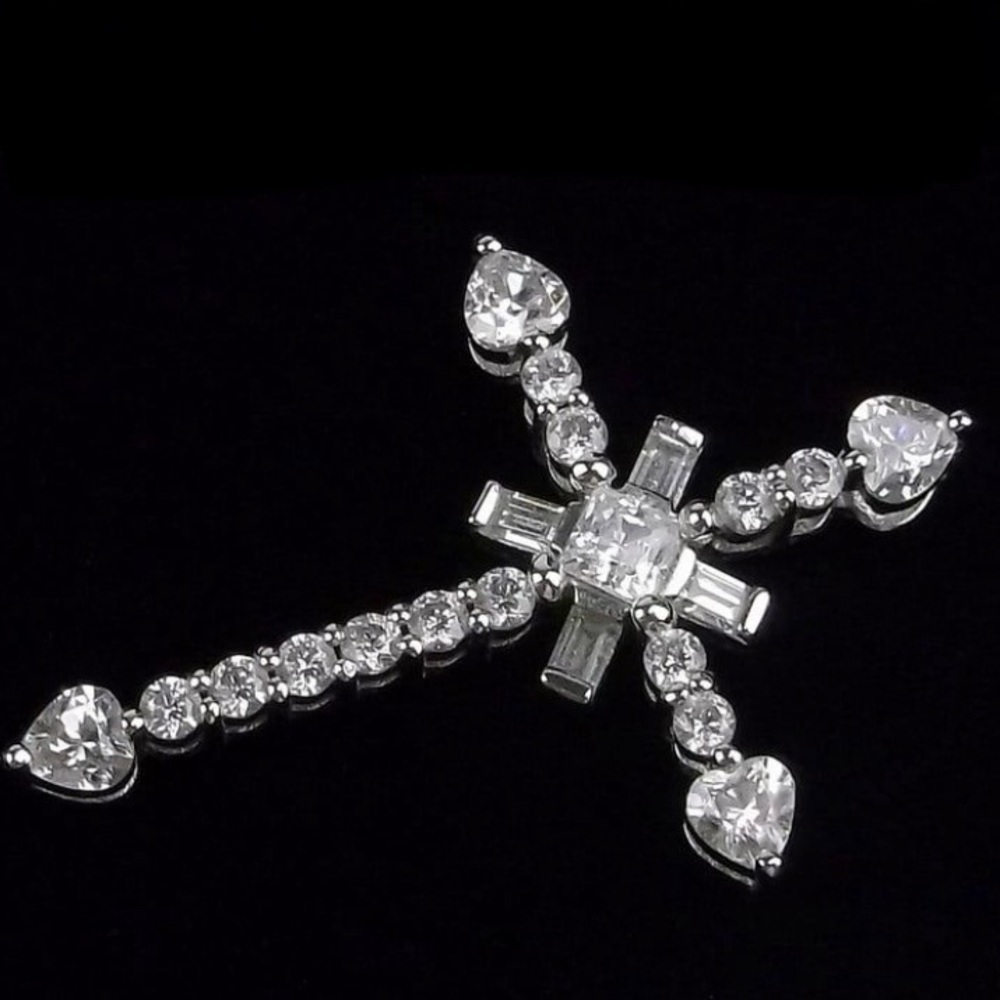 New Sterling Silver Thick Cross Pendant